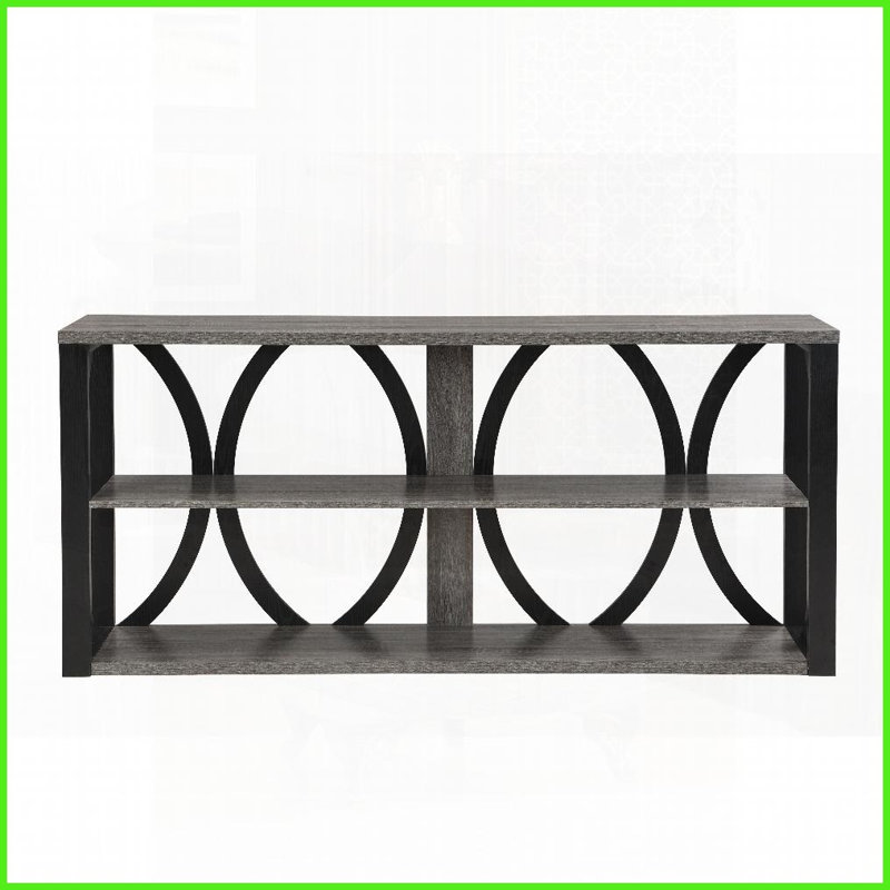 Table basse industrielle noire à 3 niveaux 70,87 pouces - Rangement peu encombrant pour le vestibule et le salon, Noir/gris