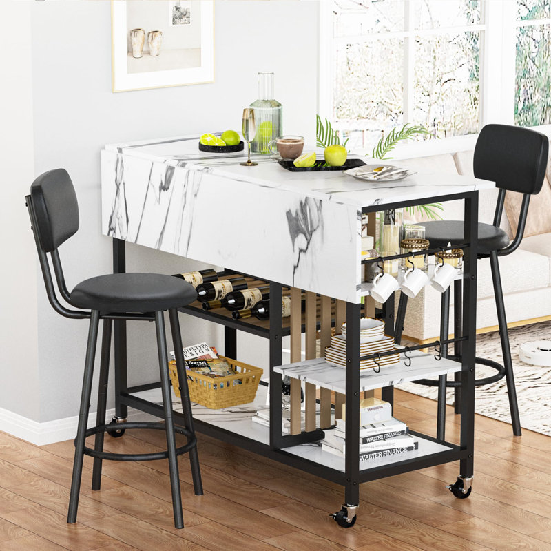Stylish Marble Dining Set with Seating & Ample Storage