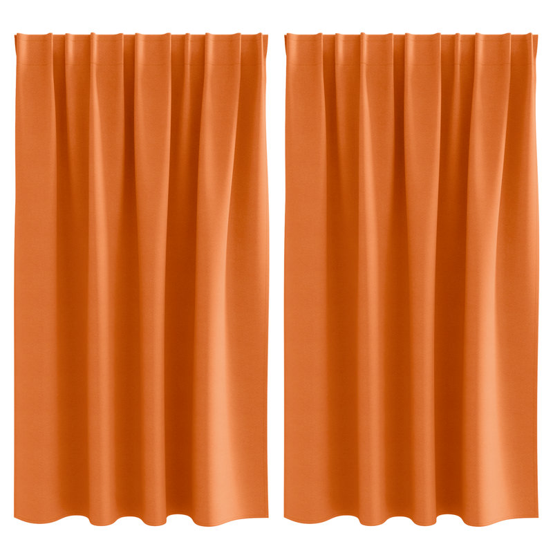 Curtains With Curtains 2 Pcs Polyester, 140cm Width x 140cm Drop, Bright Orange