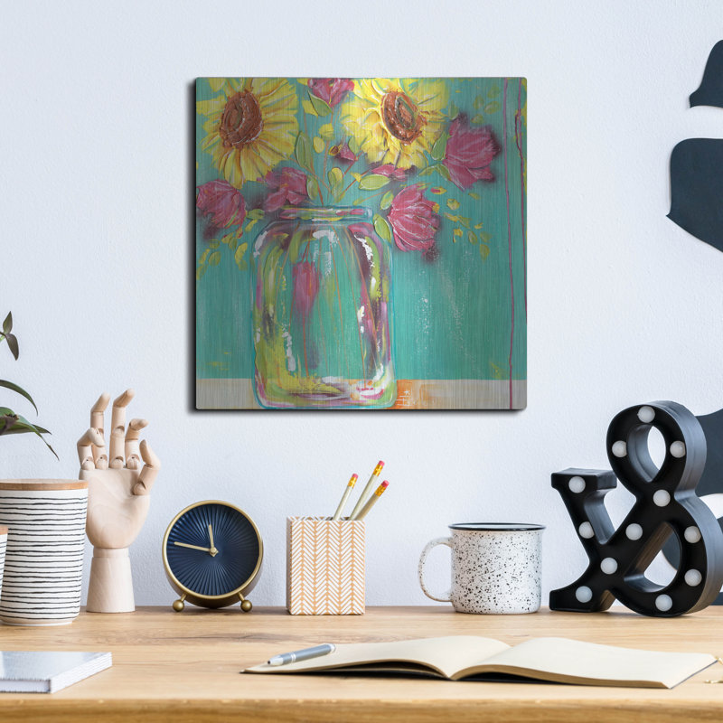 «Mason Jar Flowers» par Estelle Grengs, H 12 po x l 12 po 