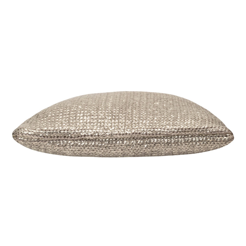 Cloud9 Design Piper Acrylic Knot Pillow Chunky Knit Foiled Metallic Accent Cushion, Gold