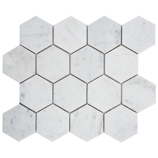 Thala 3" x 3'' Marble Honeycomb Mosaic Wall & Floor Tile