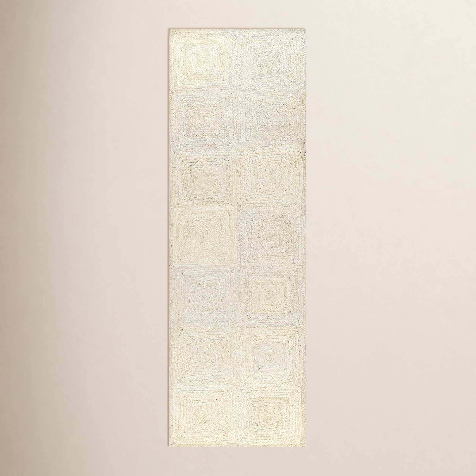 Mykonos Ivory Hand-Woven Geometric Jute Rug, Runner 2'3" x 8'