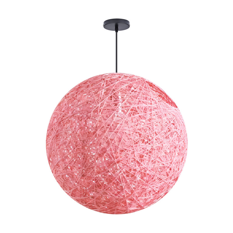 Luminaire suspendu sphère 1 lumière blanc, H 23,62 po x l 23,62 po x P 23,62 po, Rose