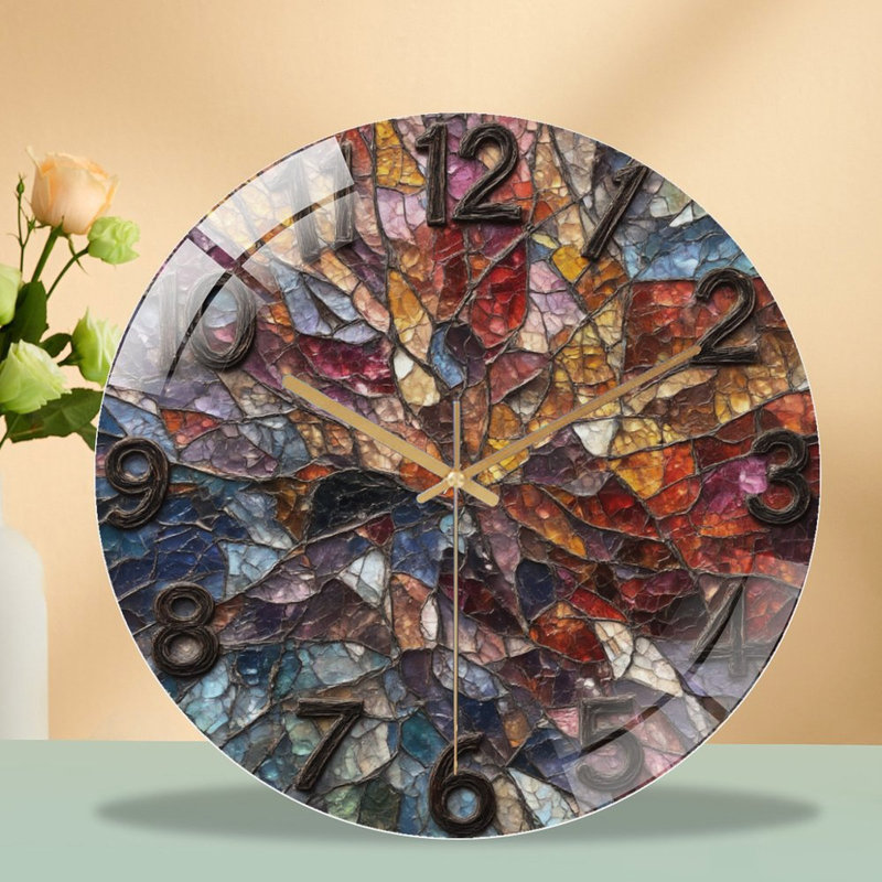 Horloge murale vitrail avec chiffres - horloge murale 12 po