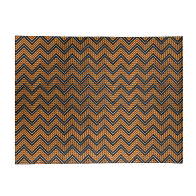Tapis de zone orange/noir à chevrons à main