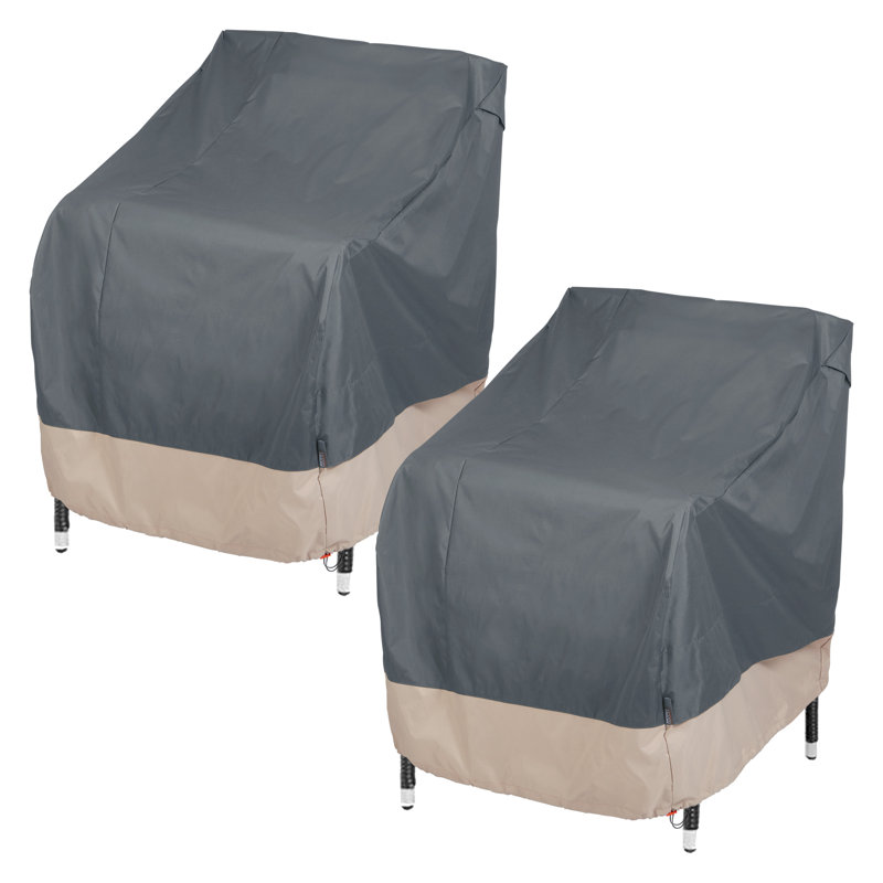 Gray and Beige Weather-Resistant Patio Chair Covers, 27" x 34" x 31", 2-Pack