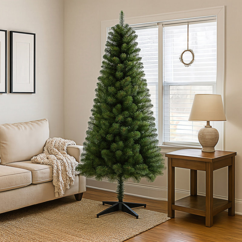 Arbre de Noël artificiel non éclairé avec support en plastique