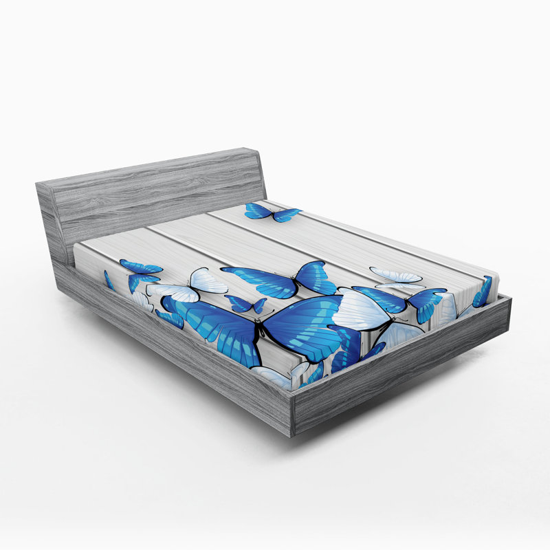 Drap-housse bleu Ambesonne, California King Fitted Sheet