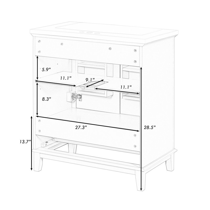 Ensemble de meuble-lavabo simple 30 "avec lavabo, Vert