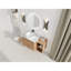 Meuble-lavabo de 42 po pour la salle de bain, lavabo d'art en céramique, 1 tablette de rangement, 2 portes à fermeture en douceur, dalle de pierre blanche