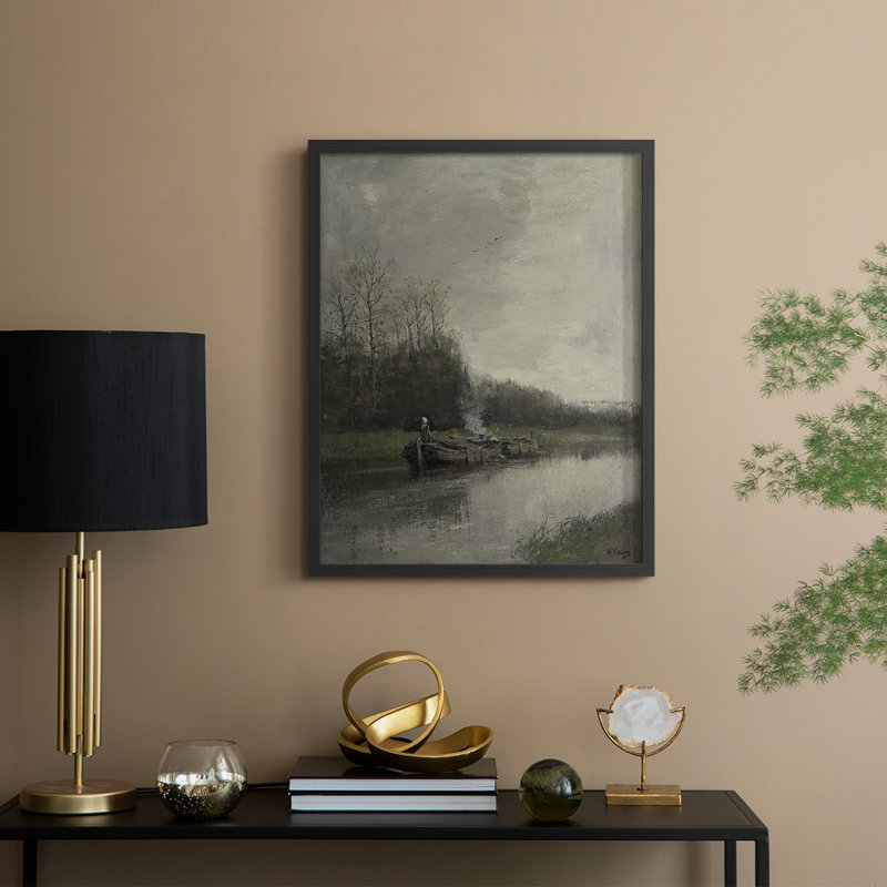 «Vintage Landscape», reproduction encadrée Cxxxix - bois massif, Noir, noir, noir, noir, H 30 po x l 24 po
