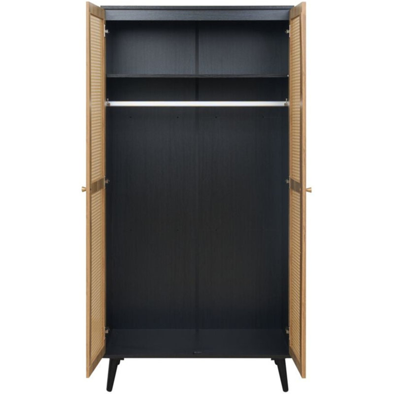 Manila Rattan 2 Door Double Wardrobe, Black