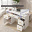 Bureau de manucure bicolore avec grand rangement, lumières DEL intégrées, collecteur de poussière et repose-poignet ergonomique, table multifonctionnelle pour le salon.-600512494