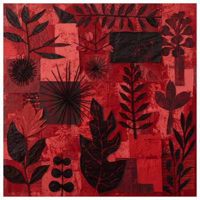 Red Black Leaf Collage Comforter