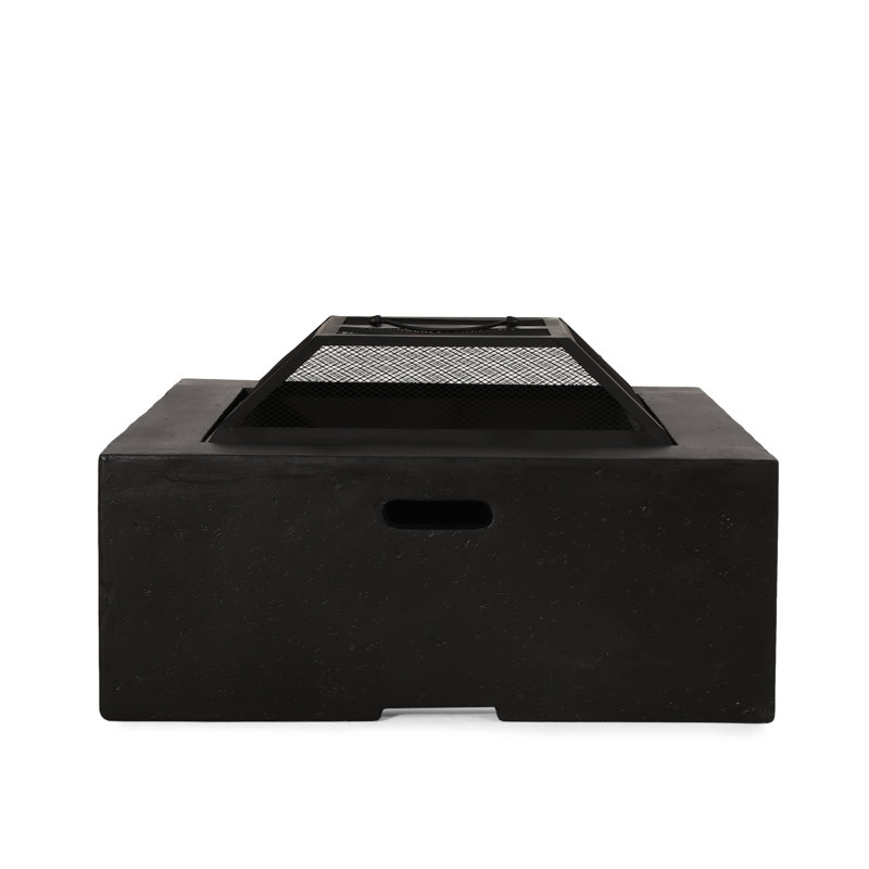 29" Square Magnesium Oxide Fire Pit - Dark Gray, Wood Burning, Outdoor Enjoyment Spot, 28.92 In. D, W, 16.99 H, 53.36 Lb Fireplace Wood-fueled Heat, Recreation