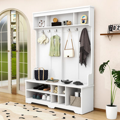 Elegant Hall Tree with Spacious Storage, Bench and Hooks
