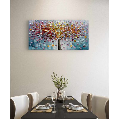 Art mural, peinture sur toile, arbre de vie coloré, art moderne sur toile