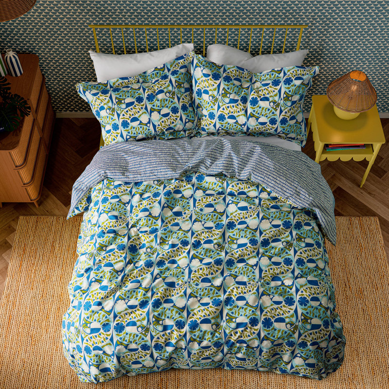 Twist And Turn Cotton Floral Duvet Cover Set with Pillowcases, King Size Duvet Cover + 2 Pillowcases