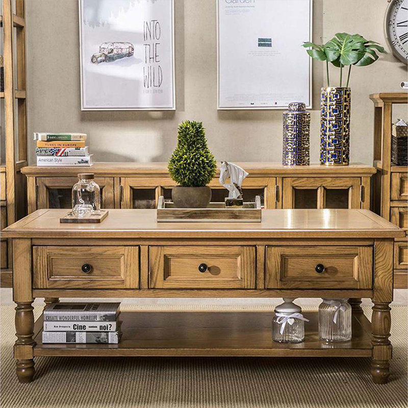 Table basse rétro en bois massif Retro, Brun pâle