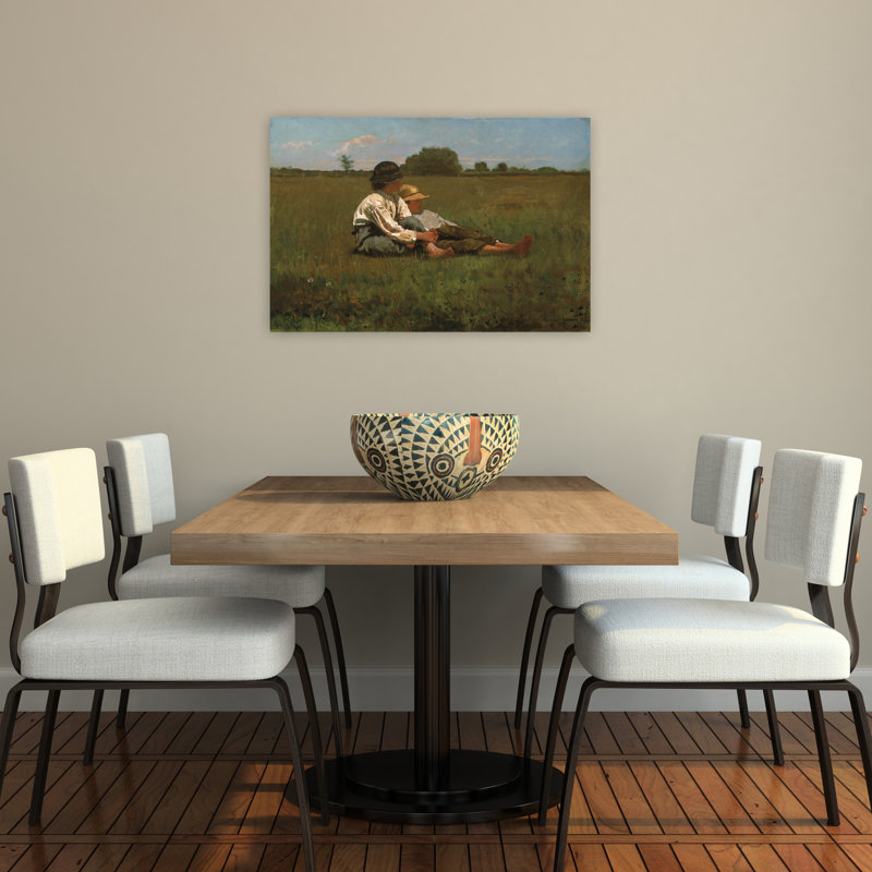 «Boy in a pasture», 1874, impression de paysage contemporain classique abstrait printemps, H 24 po x l 36 po