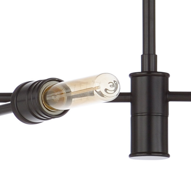 Lustre linéaire moderne Spoutnik 6 lumières Pluton, Noir satiné