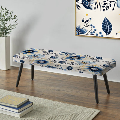 Fleurs gracieuses antiques - Banc rembourré floral noir
