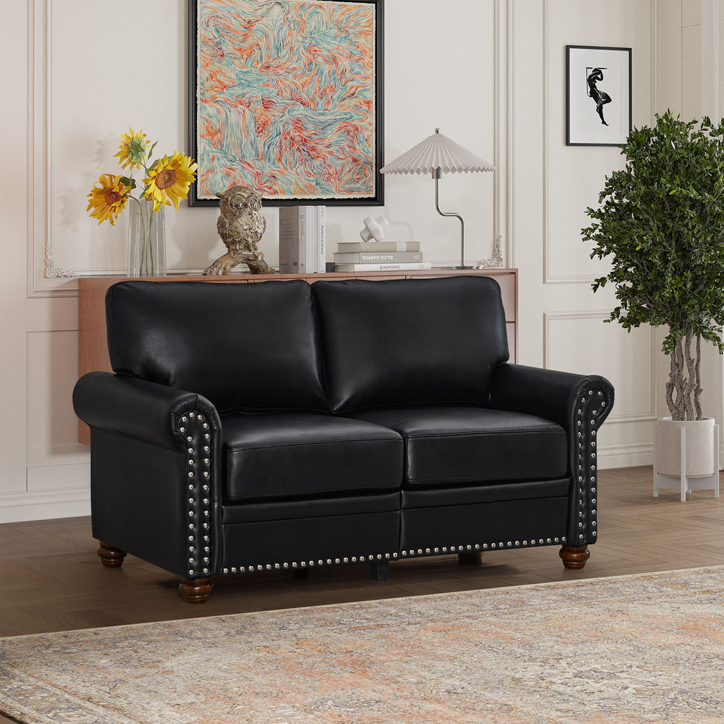 Charlton Home® Daveya 59.56'' Faux Leather Sleeper Sofa Wayfair