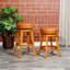Tabouret 30 ", finition naturelle, siège en cuir