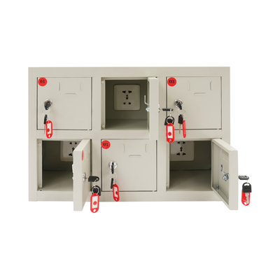 6-Compartment Cell Phone Locker With Charging Station