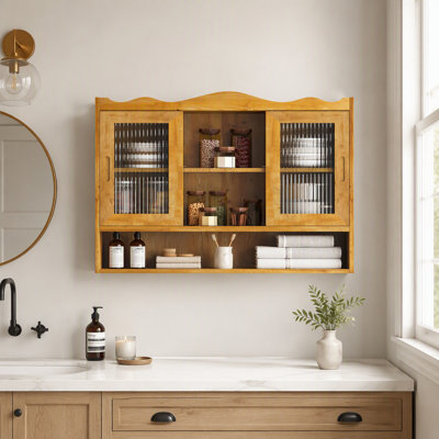 Sliding Door Wall Cabinet with Removable Shelves and Ample Storage Space