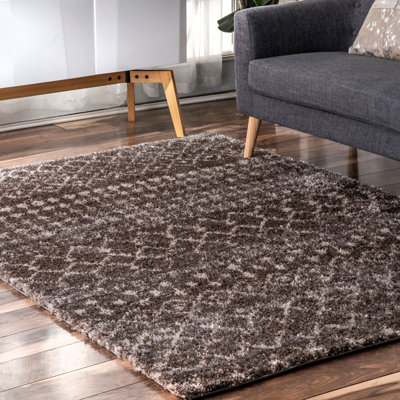 Tapis à poil long brun clair Mirando
