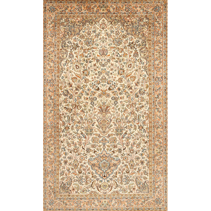 Tapis traditionnel beige / crème / noir Soumare, Rectangle 6 pi x 9 pi