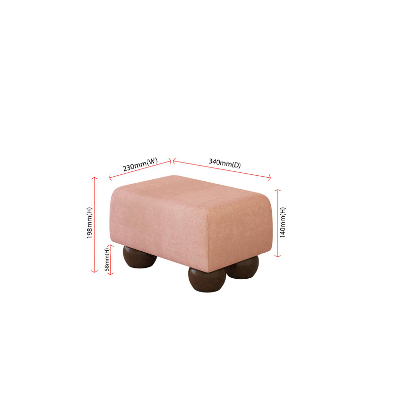Manufactured Wood Accent Stool, Poz, Mahogany Wood, Candyfloss