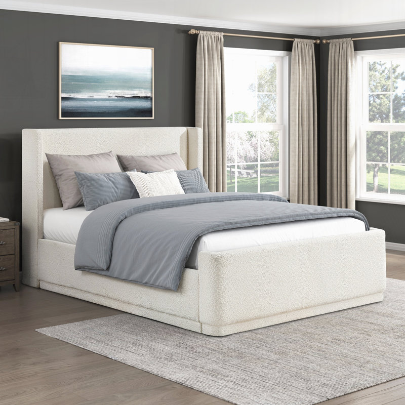 Lit plateforme moderne pour chambre à coucher, Beige