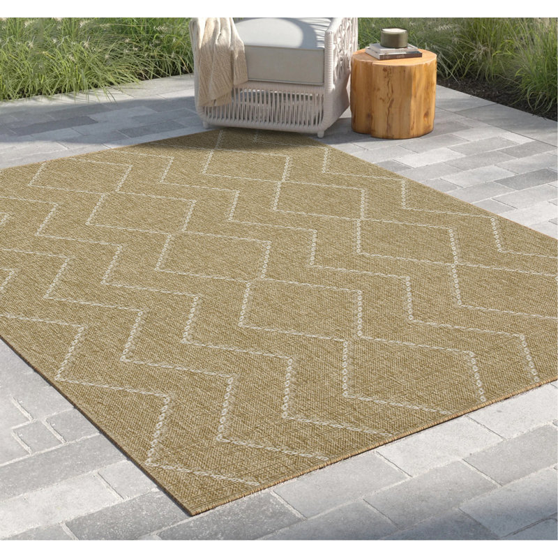 Jute/White 2 Ft. 7 In. X 7 Ft. 3 In. Indoor/Outdoor Area Rug
