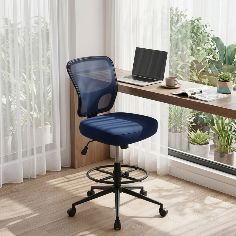 Fauteuil de bureau ergonomique et pivotant sans accoudoirs Jonilda, Navy