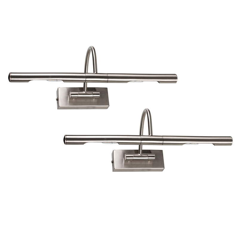 Capri 2 -Light Hardwired Wall Mounted Picture Light, Brushed Chrome