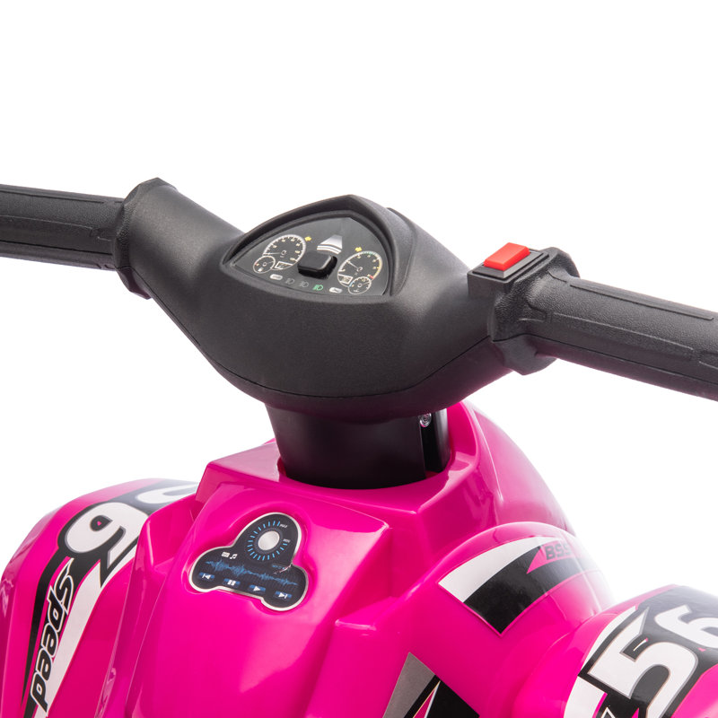Quad 6V pour enfants avec musique, avant, pour tout-petits de 2 à 6 ans, Rose