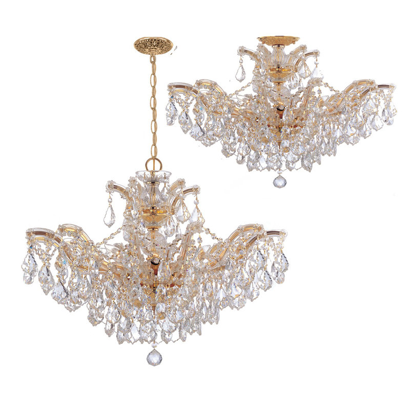 Lustre empire unique à 6 lumières Weekes, Swarovski Spectra, Or poli