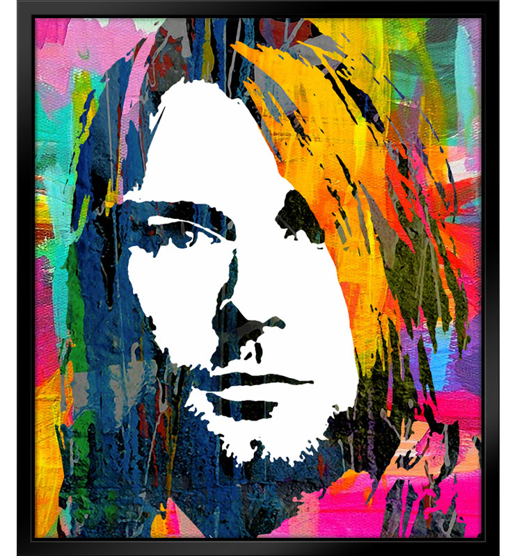 Kurt Nirvana Pop Art-Giclee on Canvas with Float Frame Vertical, 16" H x 13" W