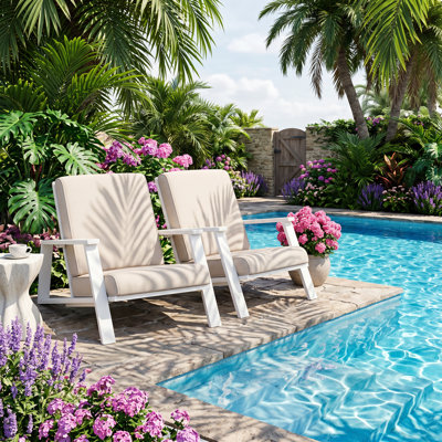 Christopher Knight Home 27.25" 27.25" W x 38.25" D x 29" H Acacia Wood Frame and Beige Cushions Set of 2 Patio Lounge Chairs