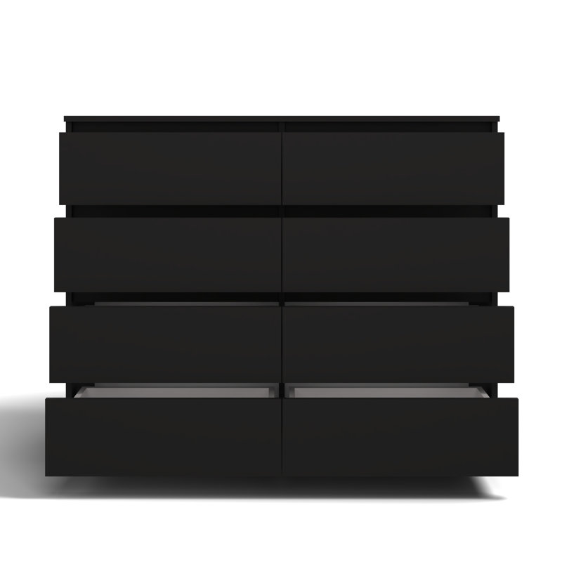 120 cm W Chest of 8 Drawers, BLACK