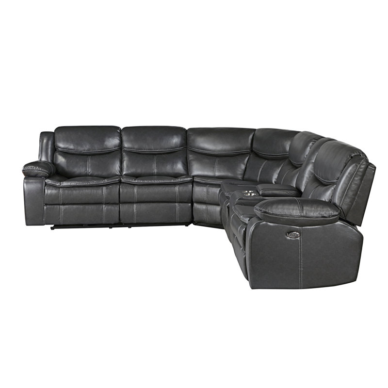 Ibtissam 99.5" Faux Leather Power Reclining Sectional with USB and Charging Outlets