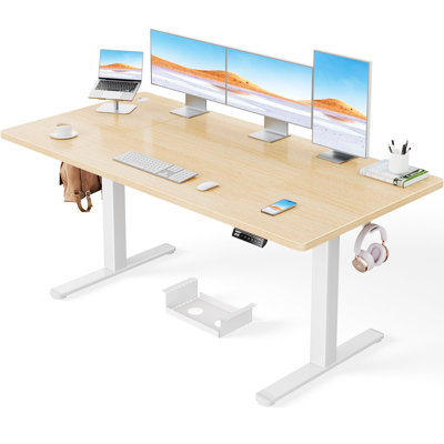 Large Electric Height Adjustable Standing Desk, Rectangular Writing Desk For Home Office