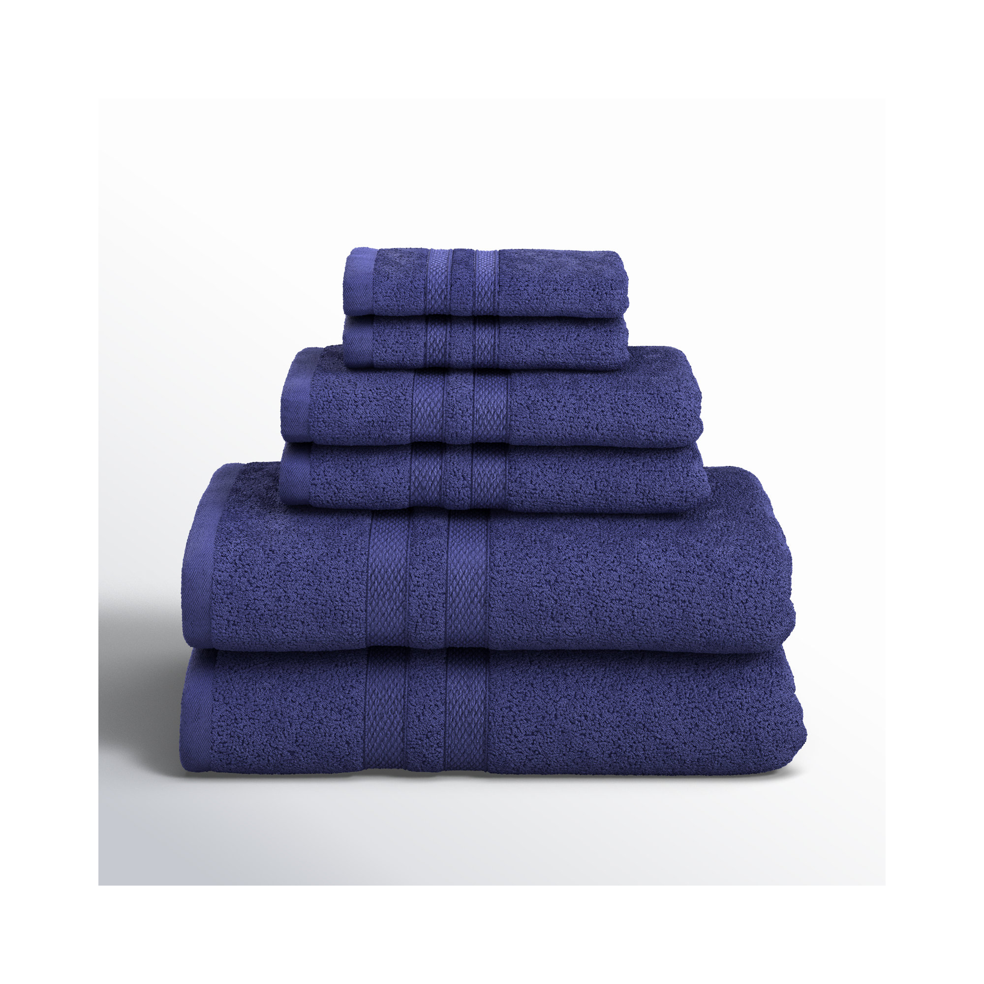 Amoy Soft 6 Piece 100% Cotton Towel Set, Navy Blue