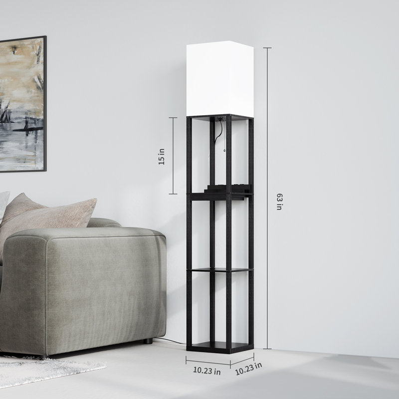 Lampe sur pied à colonne 63 "avec prise et tiroir Latitude Run