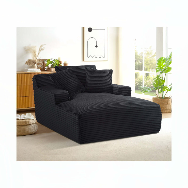 Chaise longue en velours côtelé Corduroy, Velours côtelé noir