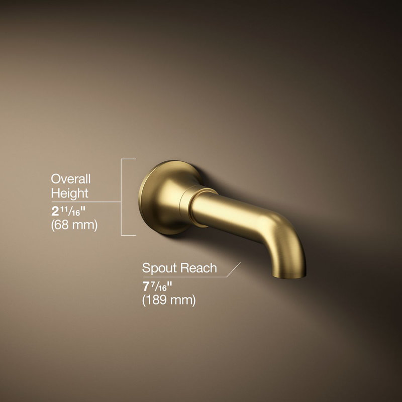 Tone Wall-Mount Non-Diverter Bath Spout, Vibrant Brushed Moderne Brass