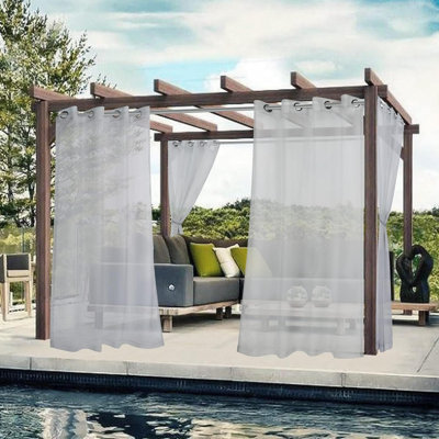 Rideaux transparents imperméables pour patio 2 panneaux avec œillets pour voilage pour salon, chambre, porche, pergola, cabana, nuage